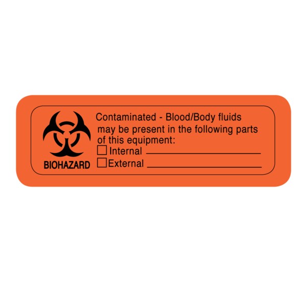 Nevs Label, Biohazard Contaminated Blood/Body Fluids 1" x 3" LW-0074 - main